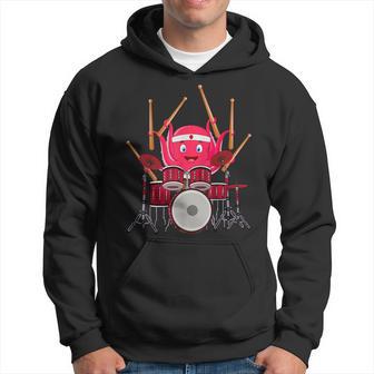 Octopus Playing Drums Music Musician Band Octopus Drummer Hoodie - Monsterry DE