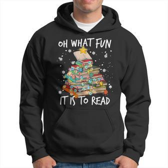 Oh What Fun It Is To Read Christmas Tree Book Lovers Hoodie - Seseable