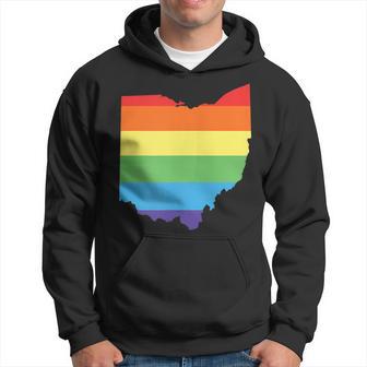 Ohio Gay Pride Flag In State Shape Lgbtq Ohioans Hoodie - Monsterry UK