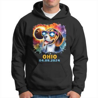 Ohio Total Solar Eclipse 2024 Beagle Dog Colorful Hoodie | Mazezy