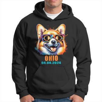 Ohio Total Solar Eclipse 2024 Corgi Dog Eclipse Glasses Hoodie - Monsterry AU