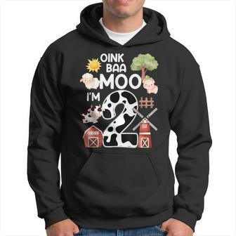 Oink Baa Moo I'm 2 Farm Theme Birthday 2 Year Old Party Hoodie - Monsterry UK