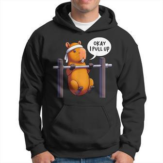 Ok I Pull Up Capybara Capybara Gym Lover Fitness Meme Hoodie - Thegiftio UK