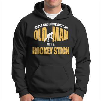 Old Man With Hockey Stick Field Hockey Player Sports Hoodie - Thegiftio UK