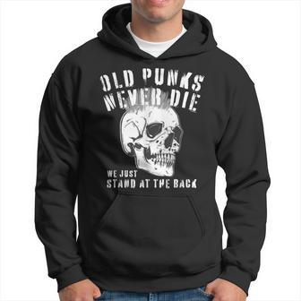 Old Punks Never Die Punk Rock Distressed Skull Hoodie - Thegiftio UK