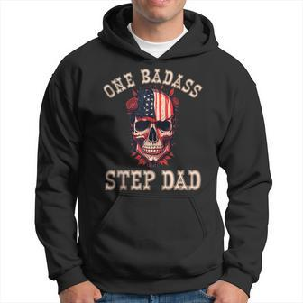 One Badass Step Dad Usa Vintage Fathers Day Grunge Hoodie - Thegiftio UK
