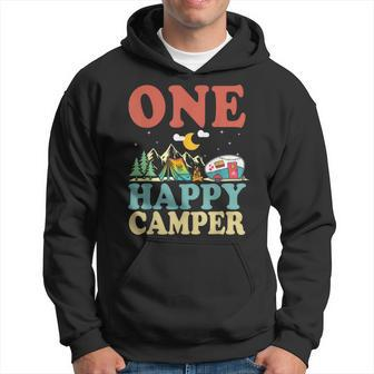 One Happy Camper First Birthday Camping Family Matching Hoodie - Seseable