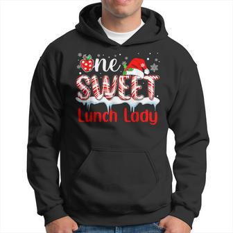 One Sweet Lunch Lady Christmas Candy Cane Santa Hat Hoodie - Thegiftio UK