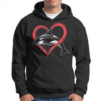 Orcas Killer Whale Symbol Love Heart Valentines Day Hoodie - Monsterry CA