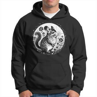 Ornate Chinchilla With Moon And Flowers Hoodie - Seseable