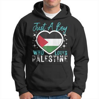 Palestine Just A Boy Who Loves Palestine Heart Flag Boys Hoodie - Monsterry