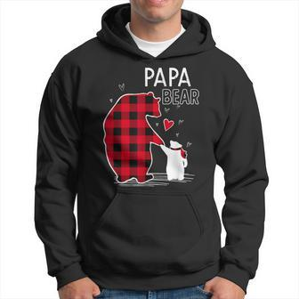 Papa Bear Christmas Pajama Red Plaid Family Hoodie - Thegiftio UK