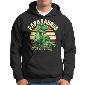 Papasaurus T Rex Dinosaur Papa Saurus Father's Day Retro Hoodie - Seseable
