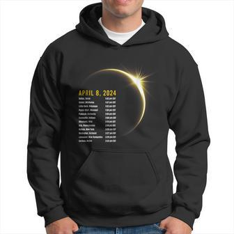 Path Timetable Totality 04 08 24 Total Solar Eclipse 2024 Hoodie - Thegiftio UK