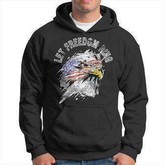 Patriotic American Bald Eagle Us Flag Let Freedom Ring Quote Hoodie - Monsterry AU