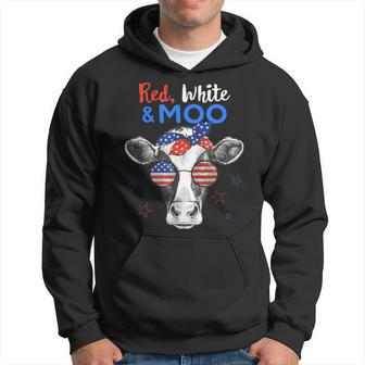 Patriotic Cow Usa Flag 4Th Of July Red White And Moo Hoodie - Monsterry CA
