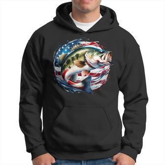 Patriotic July 4Th Veteran's Memorial Day Fish Bass Flag Hoodie - Thegiftio UK