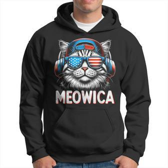 Patriotic Meowica 4Th Of July Cat American Flag Usa Kitty Hoodie - Thegiftio UK