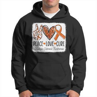 Peace Love Cure Ms Warrior Multiple Sclerosis Awareness Hoodie | Mazezy