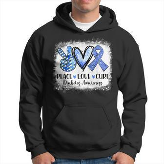 Peace Love Cure Type 1 Diabetes Awareness T1d Blue Ribbon Hoodie - Monsterry