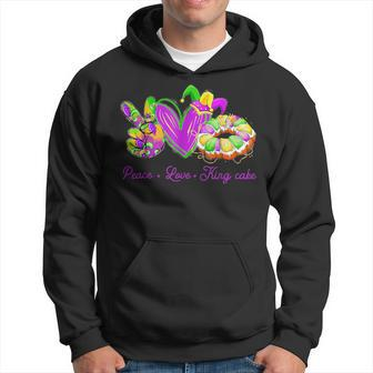 Peace Love King Cake Mardi Gras Outfit Party Carnival Hoodie - Monsterry