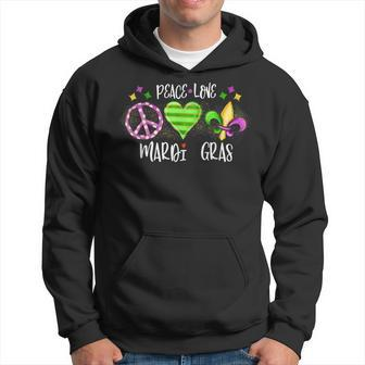 Peace Love Mardi Gras Purple And Gold New Orleans Festival Hoodie - Monsterry AU