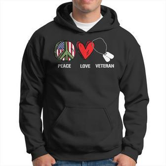 Peace Love Veteran Cool American Flag Military Army Soldier Hoodie - Monsterry UK