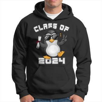 Peace Sign Hand Penguin Class Of 2024 Graduation Hoodie - Seseable