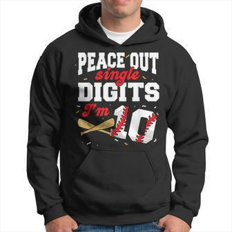 Peace Out Single Digits I'm 10 Baseball 10Th Birthday Hoodie - Seseable