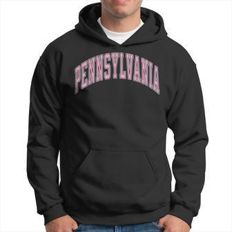 Pennsylvania Varsity Style Pink Text Hoodie - Monsterry CA