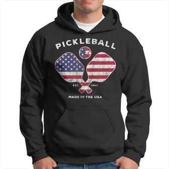 Pickleball Vintage Usa American Flag Distressed Hoodie - Monsterry