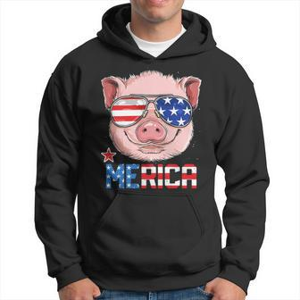 Pig 4Th Of July Merica American Flag Sunglasses Hoodie | Mazezy