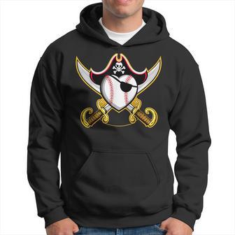 Pirate Baseball Heart Skull Pirate Hoodie - Monsterry UK