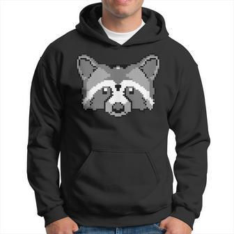 Pixelated Raccoon Face Raccoon Hoodie - Monsterry CA