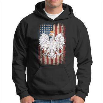 Polish Eagle American Flag Pride Poland Hoodie - Monsterry