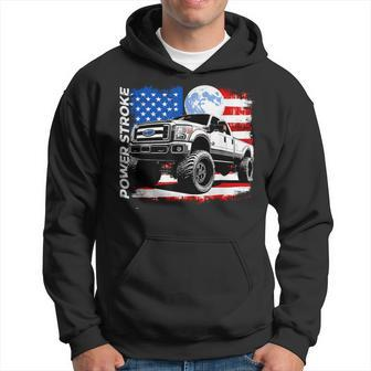 Powerstroke Turbo Diesel Truck American Flag Rolling Coal Hoodie - Monsterry CA