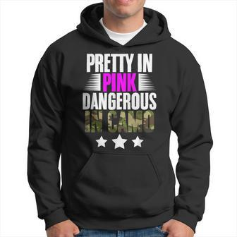 Pretty Pink Dangerous In Camo Hunting Hobby Hoodie | Mazezy