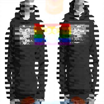 Pride Rainbow Flag Drum Kit Drummer Shadow Hoodie | Mazezy