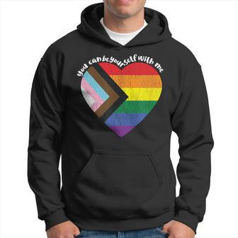 Pride Safe Space Heart Lgbtq You Can Be Yourself With Me Hoodie - Monsterry