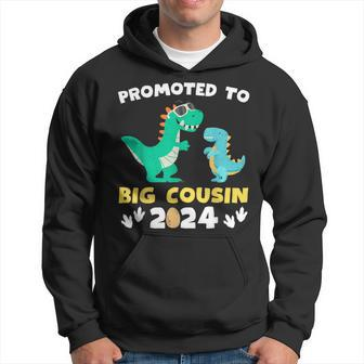 Promoted To Big Cousin 2024 Dinosaur T-Rex Pregnancy Reveal Hoodie - Seseable