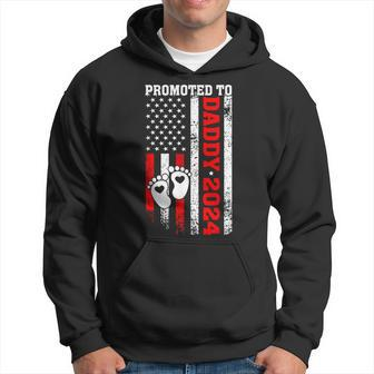 Promoted To Daddy 2024 Us American Flag New Dad First Time Hoodie - Monsterry