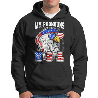 My Pronouns Are Usa Eagle American 4Th Of July Hoodie - Thegiftio UK