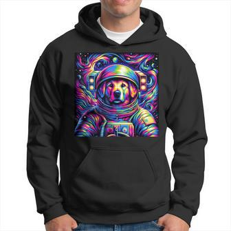 Psychedelic Dog Astronaut Trippy Space Rave Festival Graphic Hoodie - Thegiftio UK