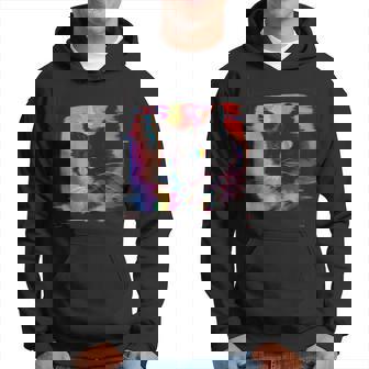 Psychedelic Trippy Glitch Cat 80S 90S Vaporwave Synthwave Hoodie - Thegiftio