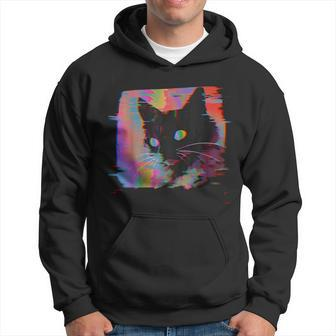 Psychedelic Weirdcore Cat Vaporwave Aesthetic Grunge Punk Hoodie - Seseable