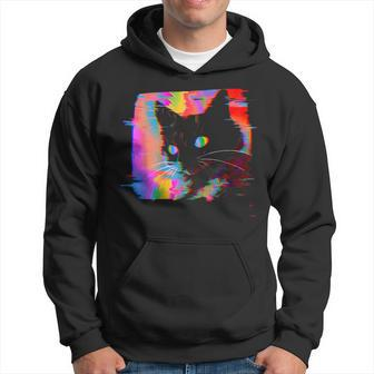 Psychedelic Weirdcore Cat Vaporwave Aesthetic Trippy Hoodie - Monsterry UK