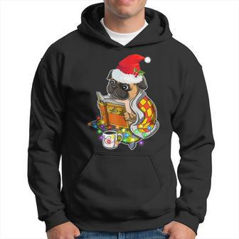 Pug Reading Book Dog Bookworm All Booked For Christmas Hoodie - Seseable