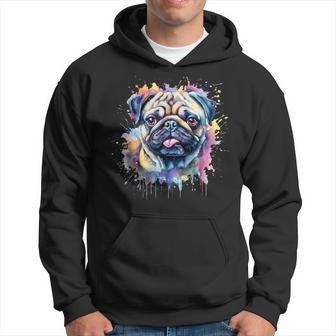 Pug Watercolor Dog For Pug Lovers Hoodie - Seseable