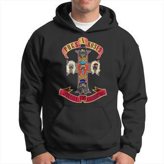 Pugs & Roses Classic Rock And Roll Lover Pug Owner Hoodie - Monsterry