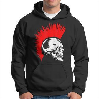 Punker Skull Bone Mohawk Hairstyle Rocker Rock Music Hoodie - Monsterry